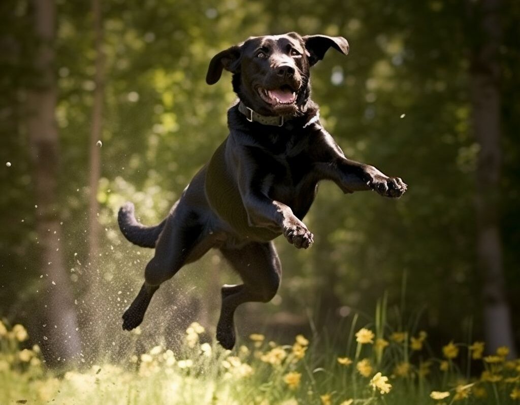 Labrador Retriever jumping